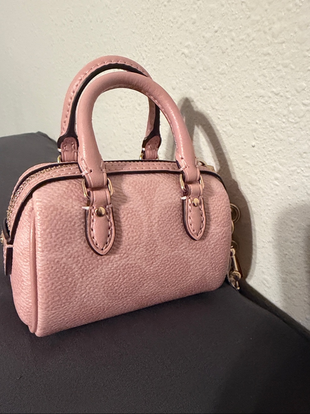 NWT-Coach Outlet Mini Rowan Bag Charm In Signature Canvas - Picture 7 of 7